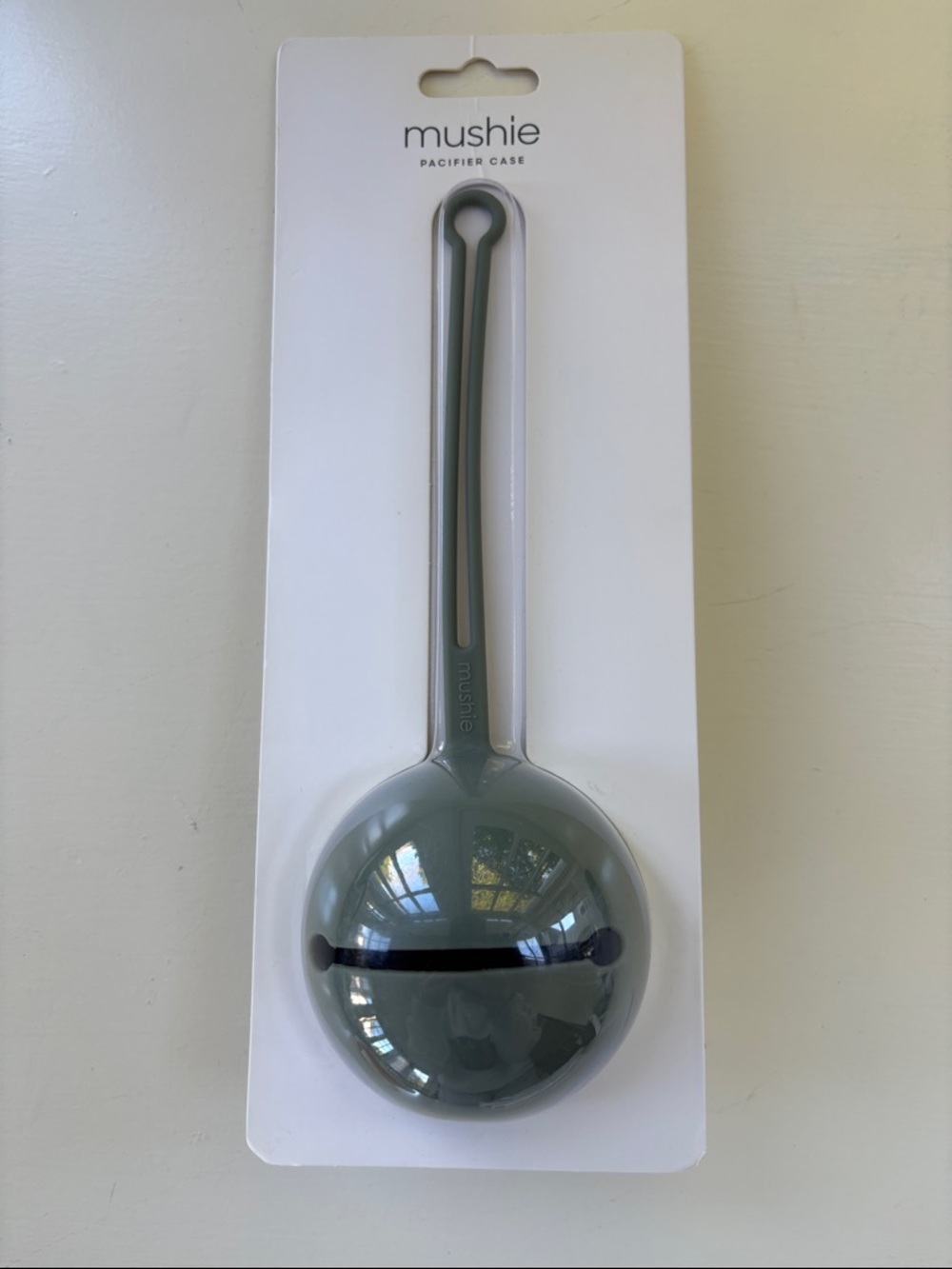 Mushie Sage Silicone Pacifier Case with Loop